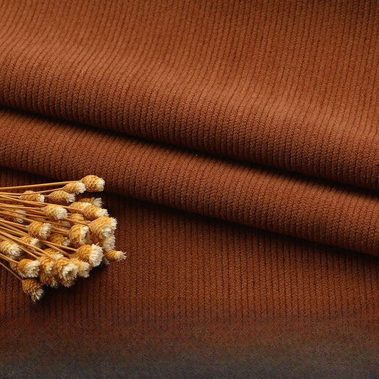 Fine Wale Corduroy Fabric, 16-Wale Solid Cloth for Upholstery & Apparel - Caramel