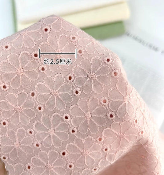 Cotton Fabric - Floral Embroidered Eyelet Material for Dresses & Sewing by the Yard