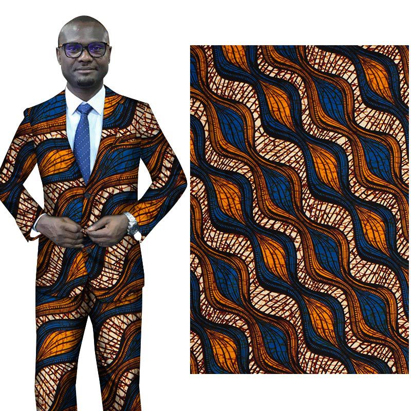 African Wax Print Fabric, Plain-Weave Polyester (Square Print)