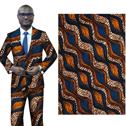 African Wax Print Fabric, Plain-Weave Polyester (Square Print)