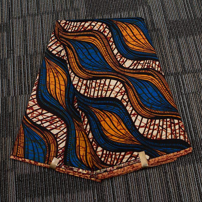 African Wax Print Fabric, Plain-Weave Polyester (Square Print)
