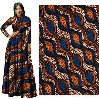 African Wax Print Fabric, Plain-Weave Polyester (Square Print)