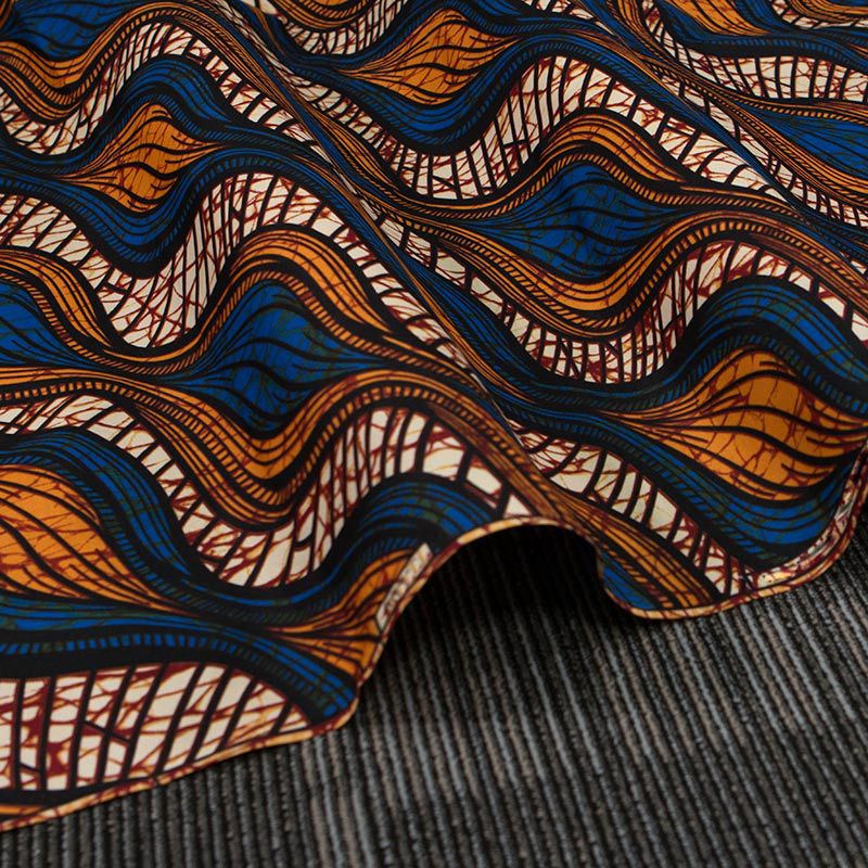 African Wax Print Fabric, Plain-Weave Polyester (Square Print)