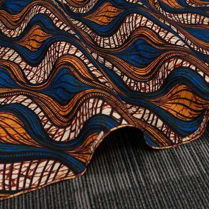African Wax Print Fabric, Plain-Weave Polyester (Square Print)