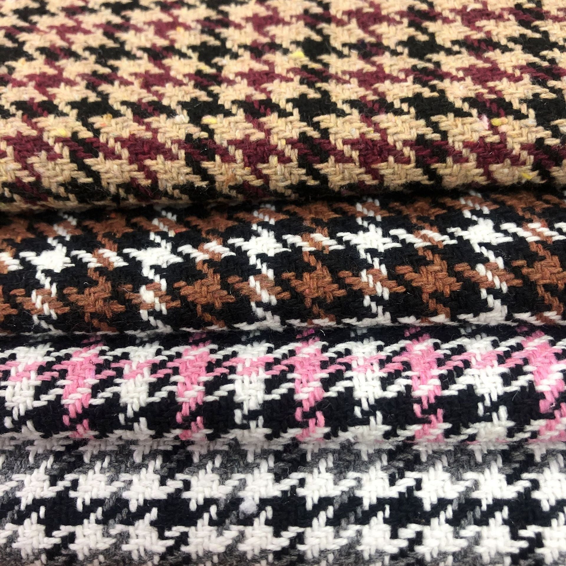 Houndstooth Tweed Fabric, 4 Colors for Jackets, Pants & Decor