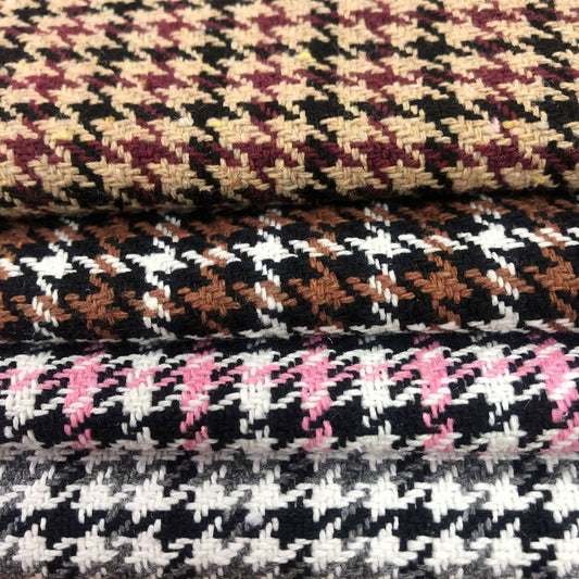 Houndstooth Tweed Fabric, 4 Colors for Jackets, Pants & Decor