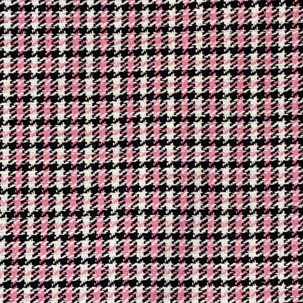 Houndstooth Tweed Fabric, 4 Colors for Jackets, Pants & Decor - Pink
