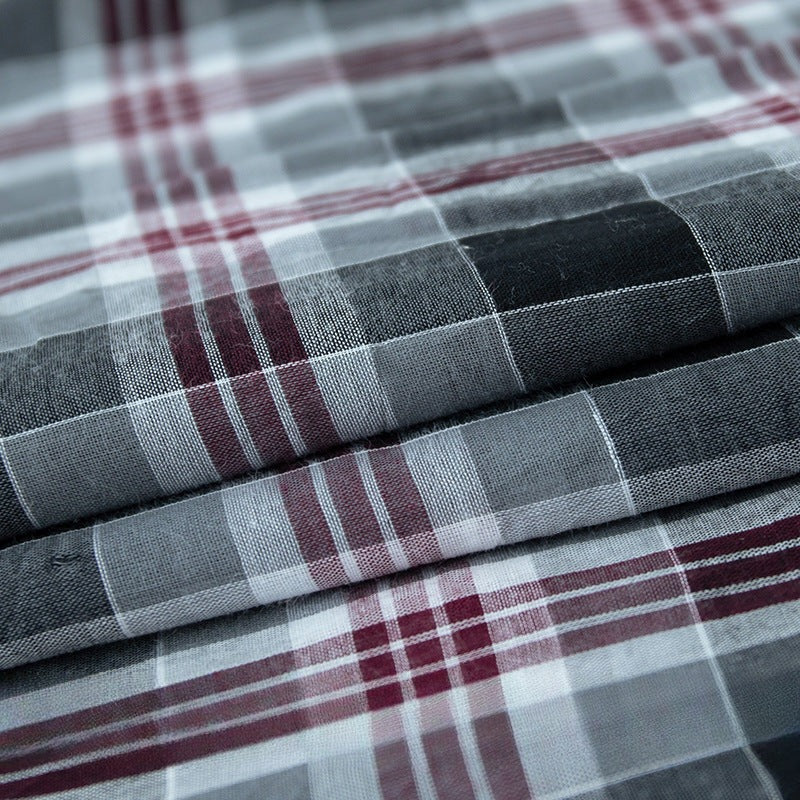 6060 Cotton Plaid Fabric, Lightweight Check Cloth for Shirts & Skirts - Black Grey Plaid