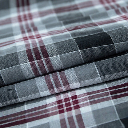 6060 Cotton Plaid Fabric, Lightweight Check Cloth for Shirts & Skirts - Black Grey Plaid