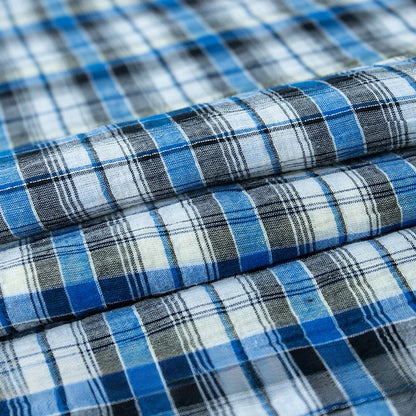 Gold & Silver Thread Cotton Plaid Fabric, Metallic Check Cloth for Shirts