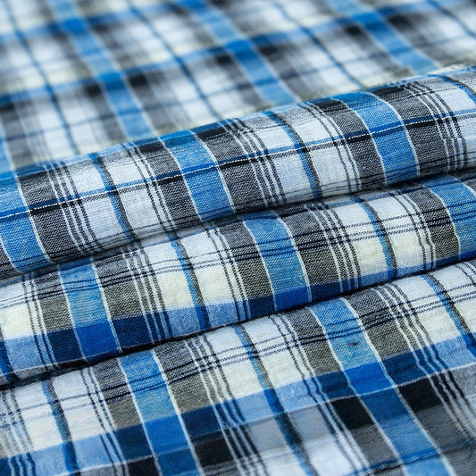 Gold & Silver Thread Cotton Plaid Fabric, Metallic Check Cloth for Shirts