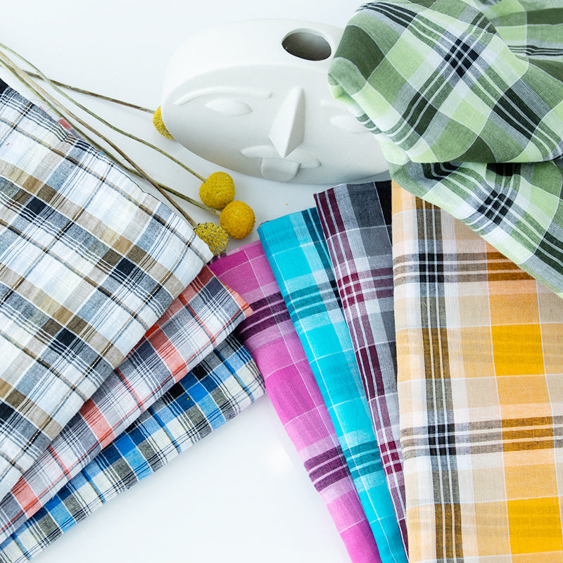 6060 Cotton Plaid Fabric, Lightweight Check Cloth for Shirts & Skirts