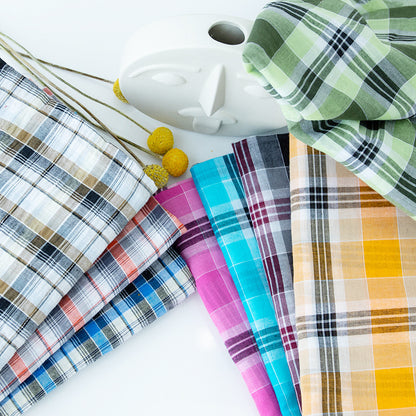 6060 Cotton Plaid Fabric, Lightweight Check Cloth for Shirts & Skirts