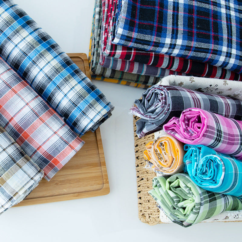 Gold & Silver Thread Cotton Plaid Fabric, Metallic Check Cloth for Shirts