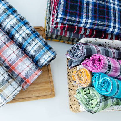 Gold & Silver Thread Cotton Plaid Fabric, Metallic Check Cloth for Shirts
