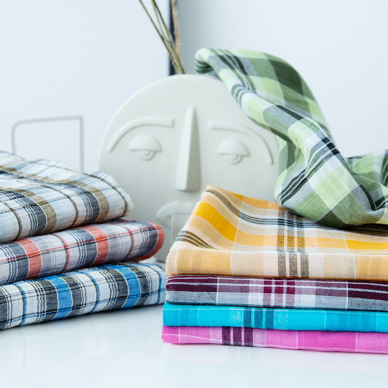 6060 Cotton Plaid Fabric, Lightweight Check Cloth for Shirts & Skirts