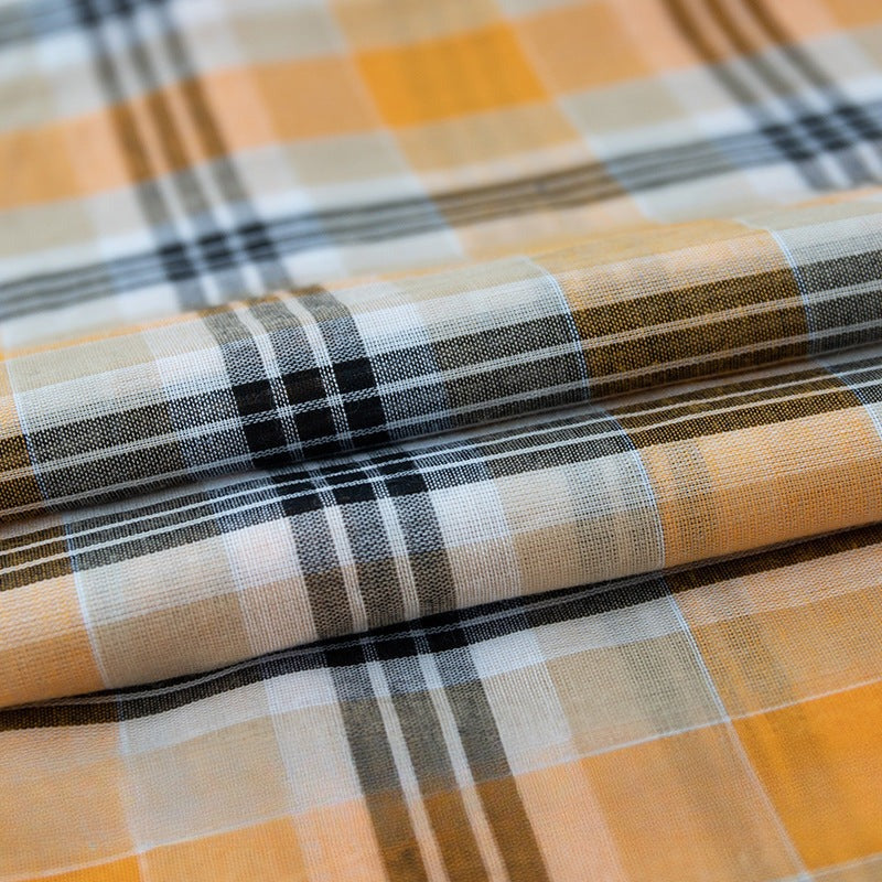 6060 Cotton Plaid Fabric, Lightweight Check Cloth for Shirts & Skirts - Yellow Black Plaid