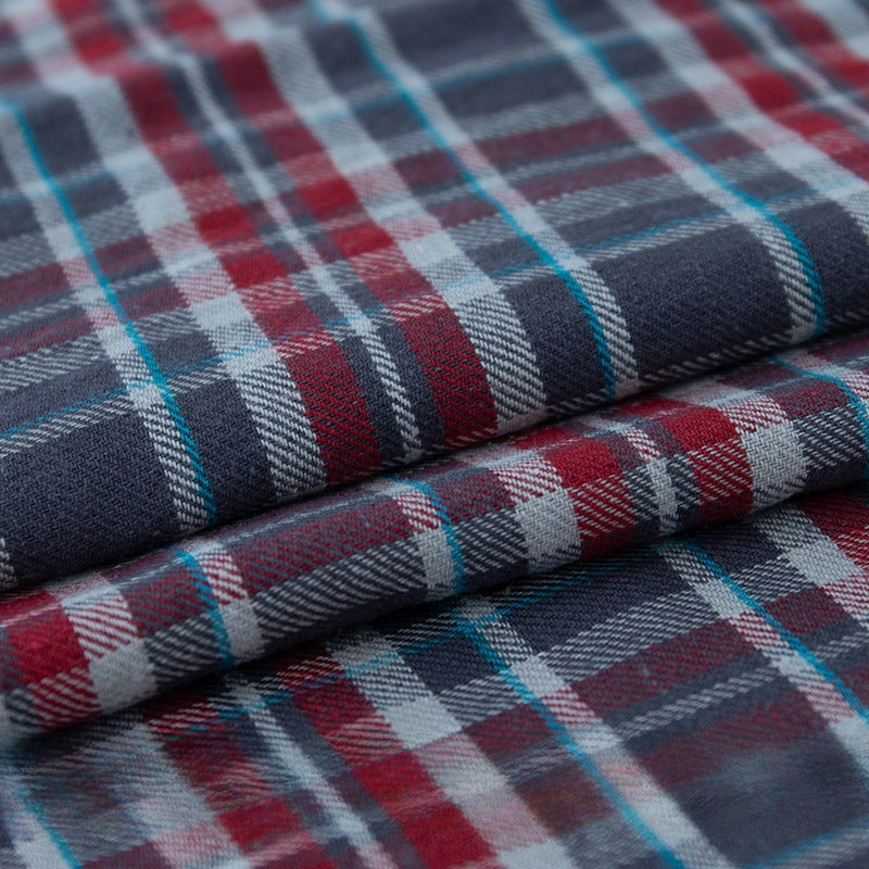 2121 Cotton Plaid Fabric, Classic English-Style Check for Shirts & Skirts - Grey Red White Check