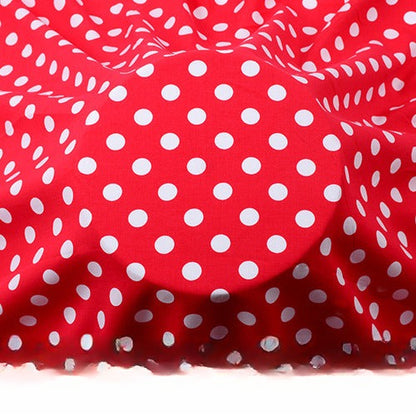 Rayon Polka Dot Fabric, Soft Challis Cloth for Dresses & Sleepwear - Red White Dot