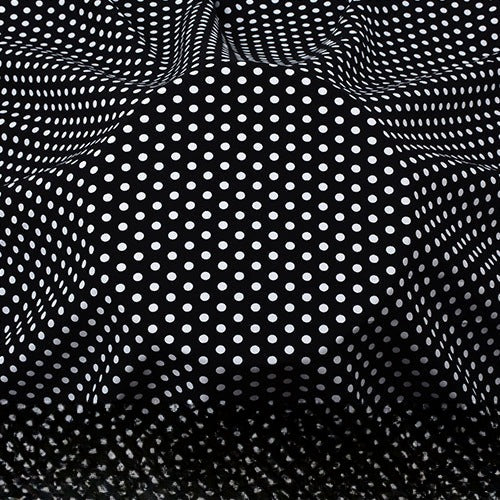 Rayon Polka Dot Fabric, Soft Challis Cloth for Dresses & Sleepwear - Small Black Dot