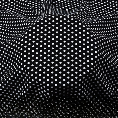 Rayon Polka Dot Fabric, Soft Challis Cloth for Dresses & Sleepwear - Small Black Dot