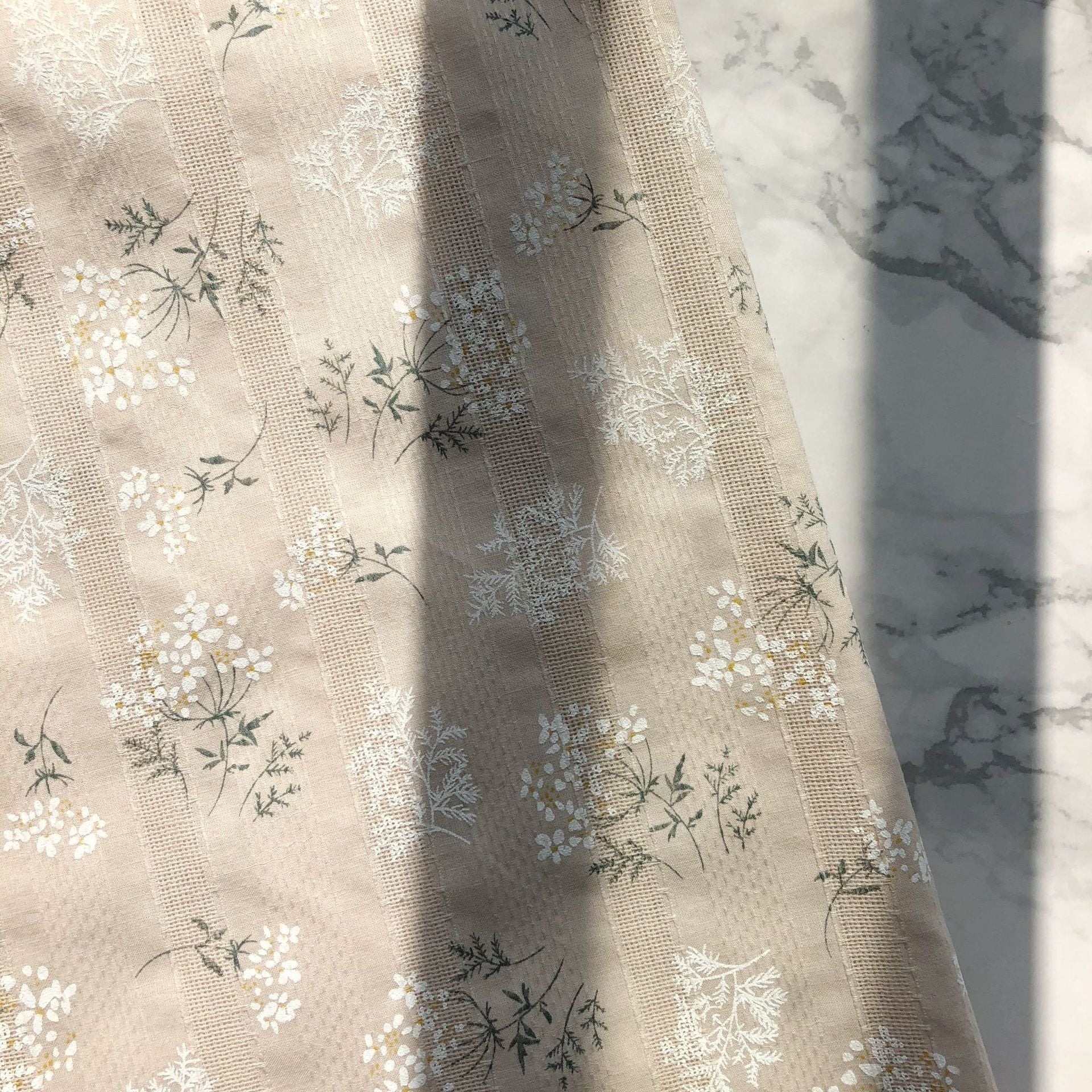 Cotton Bouquet Jacquard Fabric, for Dresses & DIY - Khaki
