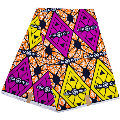 African Wax Print Fabric, Geometric Double-Sided Polyester (9 Prints) - FP6406