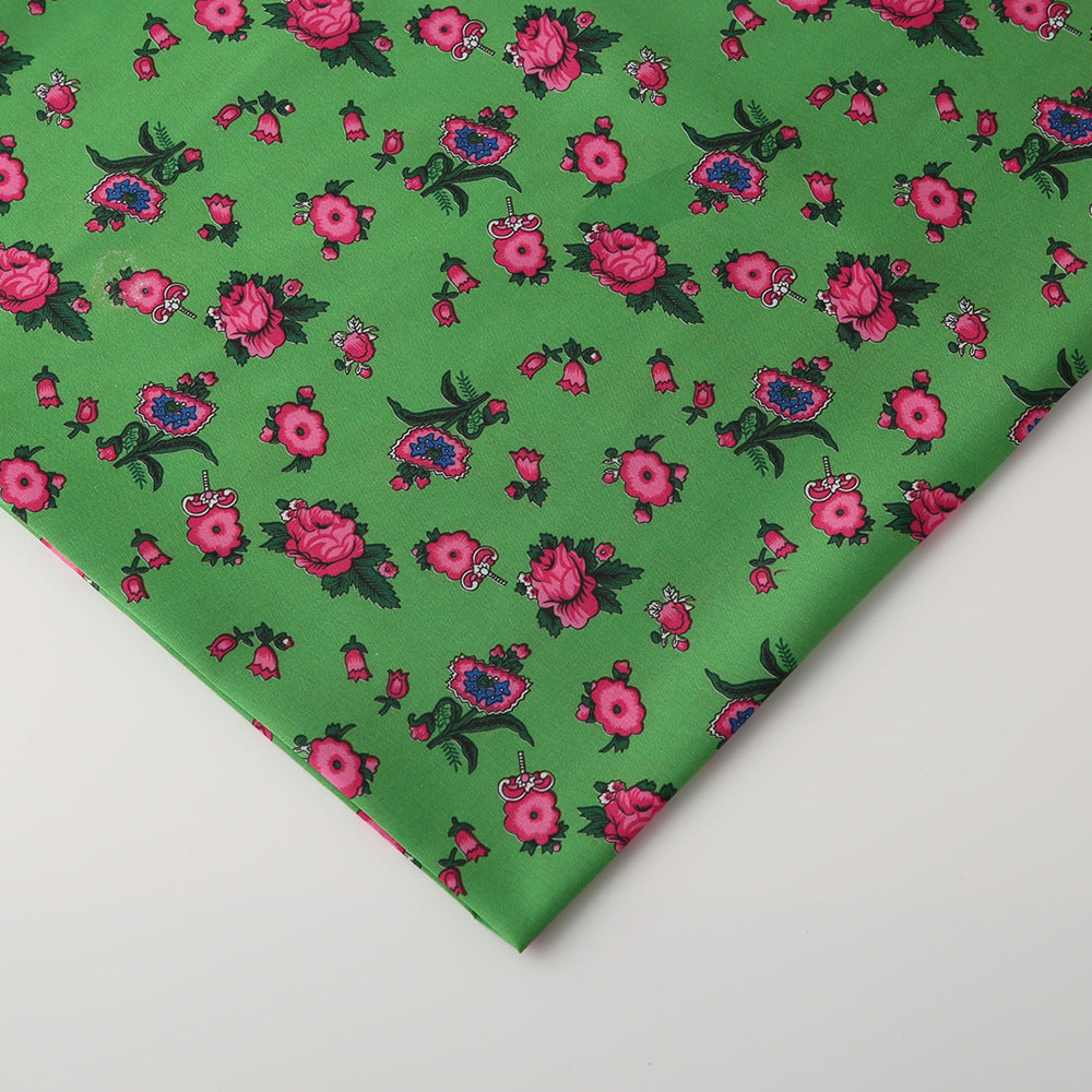 Floral Polyester Fabric - Shirt & Craft by the Yard - Green