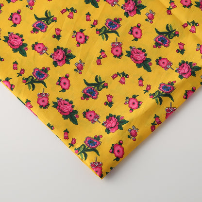 Floral Polyester Fabric - Shirt & Craft by the Yard - Yellow