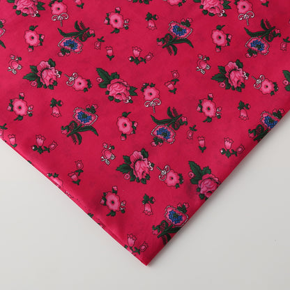Floral Polyester Fabric - Shirt & Craft by the Yard - Rose Red