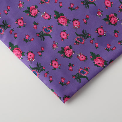 Floral Polyester Fabric - Shirt & Craft by the Yard - Purple