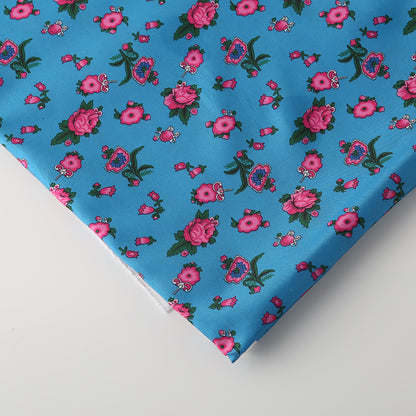Floral Polyester Fabric - Shirt & Craft by the Yard - Blue