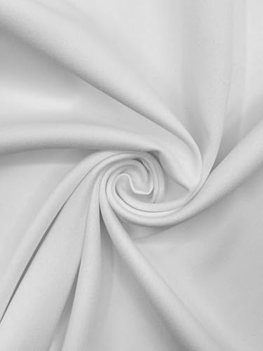 Polyester Poplin Fabric, Smooth Weave for Shirts & Apparel - White