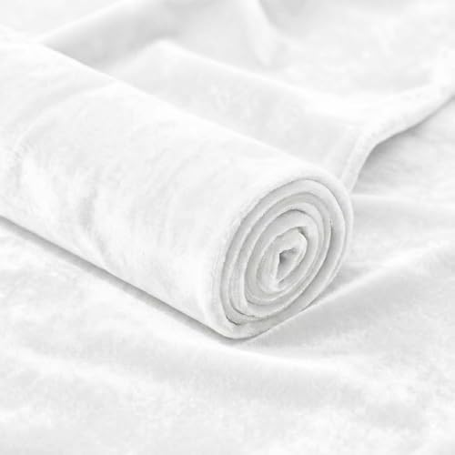 Stretch Velvet Fabric, Q&J Solid Plush Cloth - White