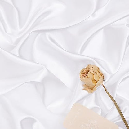 Charmeuse Satin Fabric By The Yard | 10 Colors, 59" Wide for Gowns & Linings - White