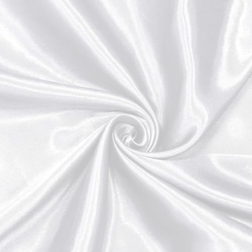 Satin Fabric, 100% Polyester Charmeuse Cloth - White