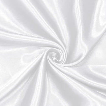 Satin Fabric, 100% Polyester Charmeuse Cloth - White