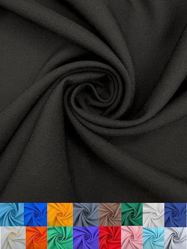 Polyester Poplin Fabric, Smooth Weave for Shirts & Apparel - Black