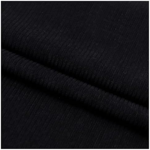 Stretch Corduroy Fabric, 50x155cm Solid Wale Cloth for Apparel & Bags - Black