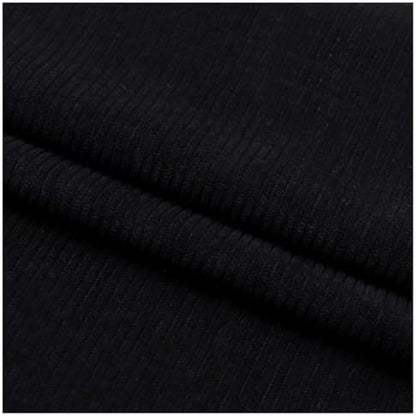 Stretch Corduroy Fabric, 50x155cm Solid Wale Cloth for Apparel & Bags - Black