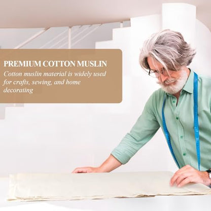 100% Cotton Muslin Fabric, Unbleached for Sewing & Crafts
