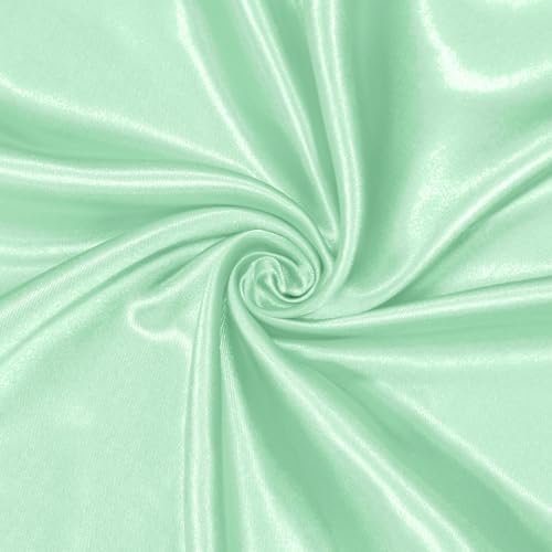 Satin Fabric, 100% Polyester Charmeuse Cloth - Mint Green