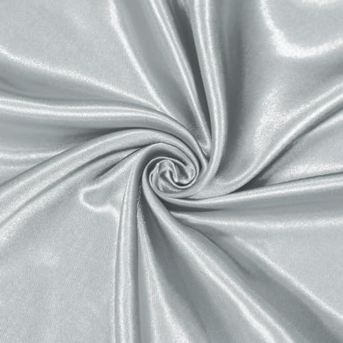 Satin Fabric, 100% Polyester Charmeuse Cloth - Light Grey
