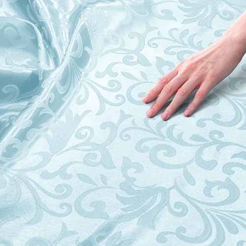 Damask Jacquard Satin Fabric - Dress & Craft by the Yard - Baby Blue
