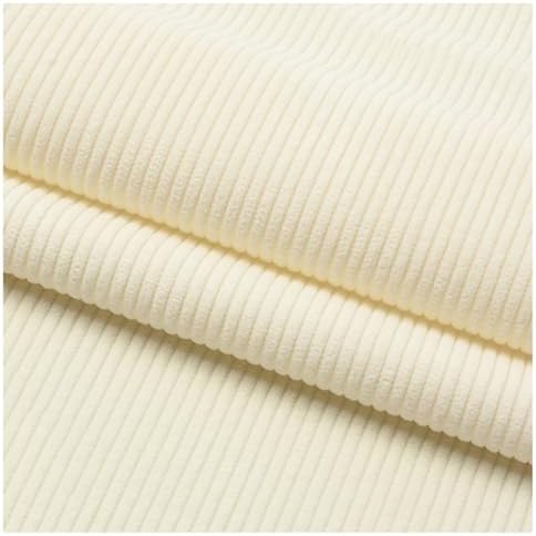 Stretch Corduroy Fabric, 50x155cm Solid Wale Cloth for Apparel & Bags - Cream