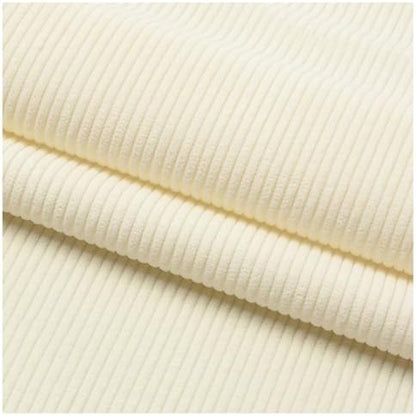 Stretch Corduroy Fabric, 50x155cm Solid Wale Cloth for Apparel & Bags - Cream