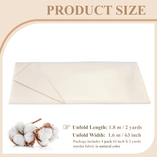 100% Cotton Muslin Fabric, Unbleached for Sewing & Crafts