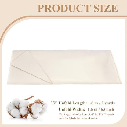 100% Cotton Muslin Fabric, Unbleached for Sewing & Crafts