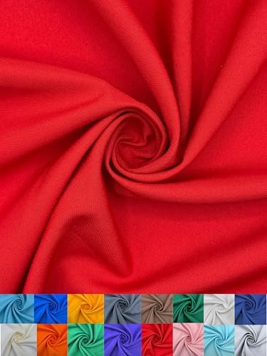Polyester Poplin Fabric, Smooth Weave for Shirts & Apparel - Red