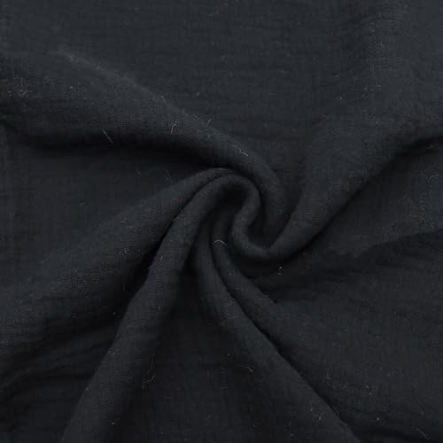 Cotton Double Gauze Fabric - Crinkle Dress & Craft by the Yard - Black
